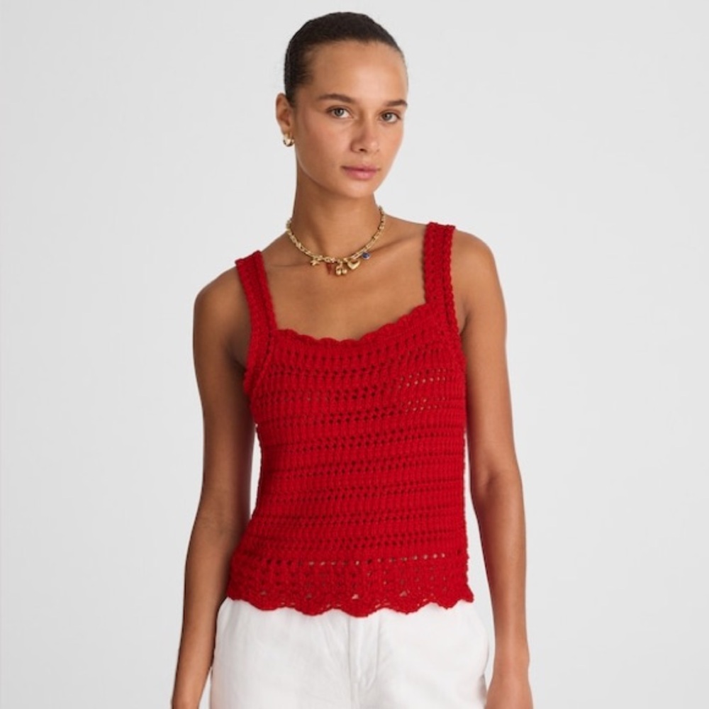 Madewell Red Crocheted Tank Top